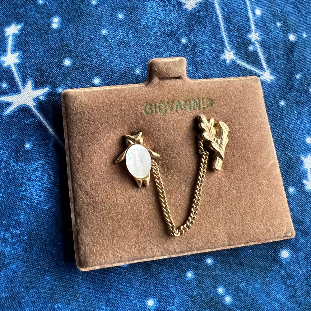 LAST CHANCE! VINTAGE Giovanni Owl & Branch Lapel Pin Brooch